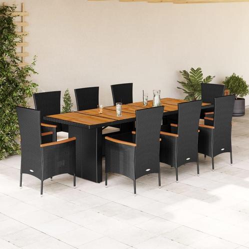 vidaXL 9-delige Tuinset poly rattan zwart, Tuin en Terras, Tuinsets en Loungesets, Tuinset, Nieuw, 8 zitplaatsen, Rotan, Verzenden