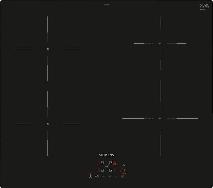 Siemens EU61RBEB5D inbouw inductie kookplaat - 1-fase - 230, Witgoed en Apparatuur, Kookplaten, Inbouw, 4 kookzones, Energieklasse A of zuiniger