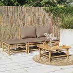 vidaXL 4-delige Loungeset met kussens bamboe taupe, Tuin en Terras, Verzenden, Nieuw, Hout, Loungeset