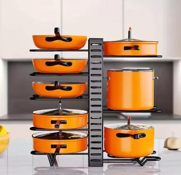 8-Lagen Verstelbaar Pannenrek – Metaal en Ruimtebesparend, Huis en Inrichting, Keuken | Keukenelementen, Nieuw, Verzenden