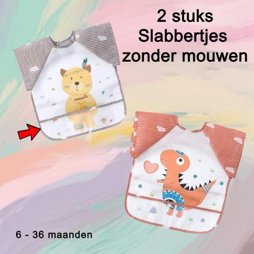 2 Stuks Baby Slabbers Zonder Mouwen - Dino & Beer, Kinderen en Baby's, Overige Kinderen en Baby's, Nieuw, Verzenden