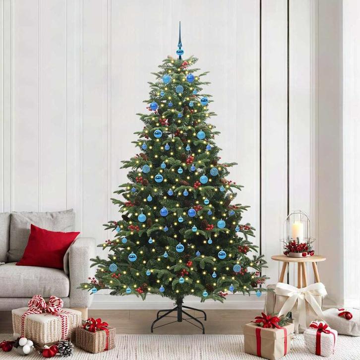 vidaXL Kunstkerstboom Groen 210 cm PVC en Metaal en Plastic, Diversen, Kerst, Nieuw, Verzenden