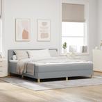 vidaXL Boxspringbed met matras en LED stof lichtgrijs, Huis en Inrichting, Slaapkamer | Bedden, Eenpersoons, Verzenden, Nieuw