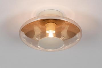 Rietveld Plafondlampen - Beige - Glas, Metaal beschikbaar voor biedingen
