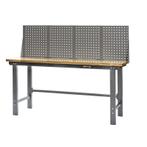Werkbank grijs 200 cm met hardhouten blad +, Doe-het-zelf en Verbouw, Werkbanken, Ophalen of Verzenden, Nieuw