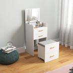 TRUUSK 3-in-1 Kaptafel Met Spiegel, Nachtkastje, Rolkruk, La, Verzenden, Nieuw