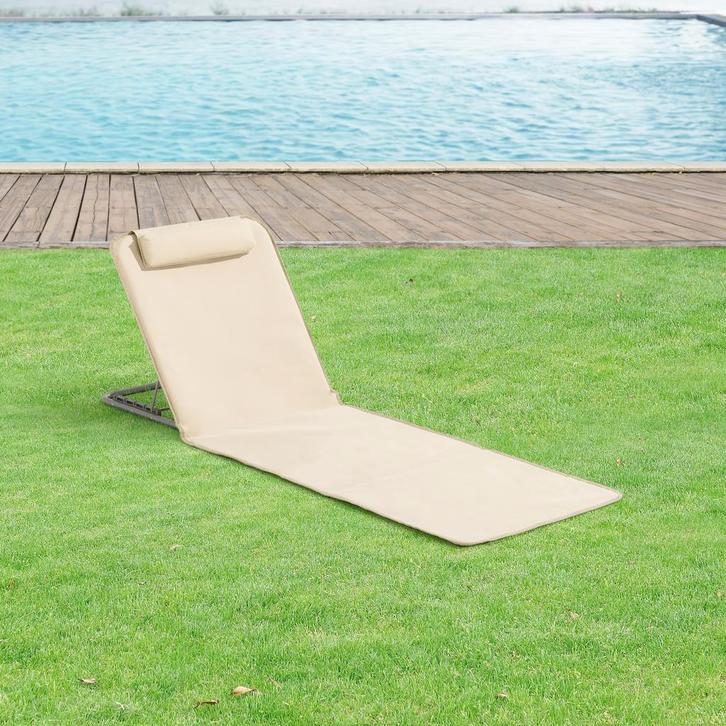 Strandmat Donostia met rugleuning set van 2 beige, Tuin en Terras, Ligbedden, Verzenden
