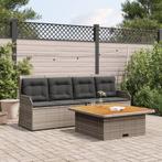 vidaXL 3-delige Loungeset met kussens poly rattan grijs, Verzenden, Nieuw, Rotan, Loungeset