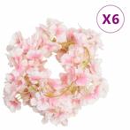 vidaXL Kerstslingers met bloemen 6 st 180 cm lichtroze, Verzenden, Nieuw