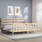vidaXL Bedframe met hoofdbord massief hout 180x200 cm, Huis en Inrichting, Slaapkamer | Bedden, Nieuw, Tweepersoons, Verzenden