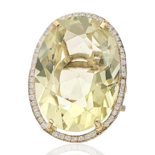 Ring - 18 karaat Geel goud - 29.90ct. tw. Citrien - Diamant, Sieraden, Tassen en Uiterlijk, Ringen