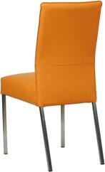 Oranje leren moderne eetkamerstoel - poot vierkant rvs - Tol, Nieuw, Leer, Ophalen of Verzenden, Eén
