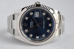 Horloge Rolex Datejust 41 Blauw diamant dail 08/2024 Nieuw, Sieraden, Tassen en Uiterlijk, Horloges | Heren, Staal, Polshorloge