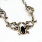 Zilver, 925 sterling zilver zwart onyx en marcasiet -