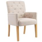 Eetkamerstoel met armleuning - Beige - OP=OP! Super Deal, Huis en Inrichting, Stoelen, Ophalen of Verzenden, Nieuw, Overige kleuren