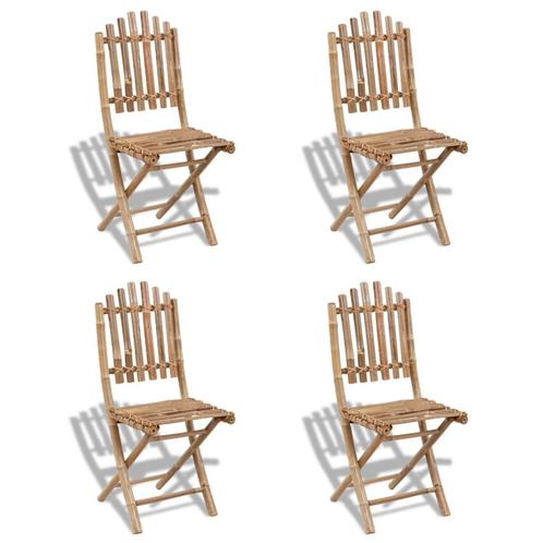 vidaXL Tuinstoelen inklapbaar 4 st bamboe, Tuin en Terras, Tuinstoelen, Nieuw, Hout, Verzenden