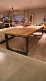 Eettafel Mango massief met metalen poot 300x100 - zwart -, Huis en Inrichting, Tafels | Eettafels, Ophalen, Nieuw, 50 tot 100 cm