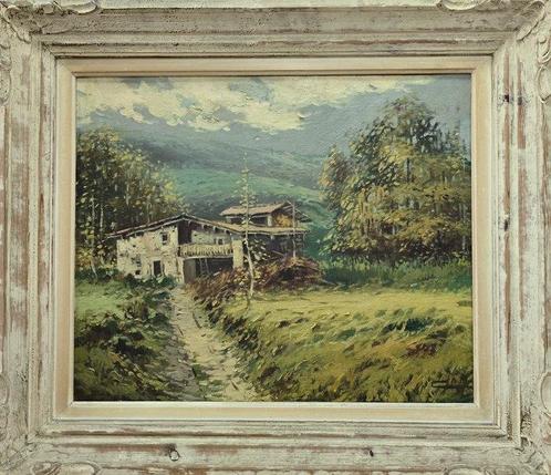 École Française (XX) - Derrière la colline, Antiek en Kunst, Kunst | Schilderijen | Klassiek