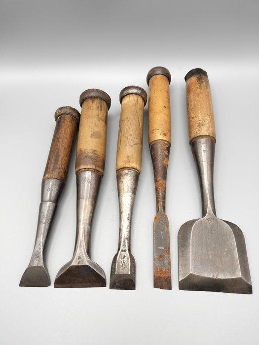 5x Vintage Japanese Chisel  NOMI Carpentry Tool -, Antiek en Kunst, Antiek | Wandborden en Tegels