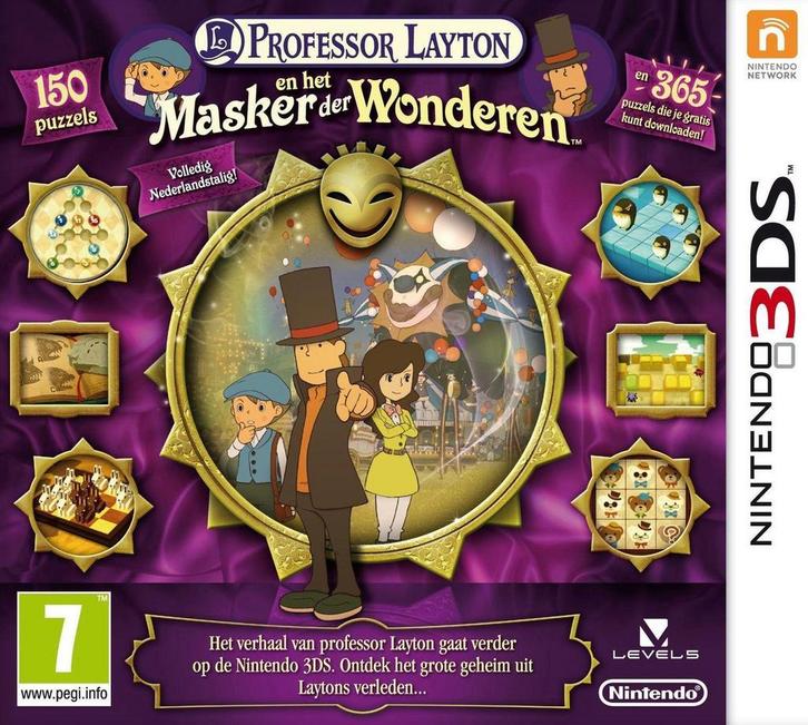 3DS Professor Layton En Het Masker Der Wonderen (Nederlandst, Spelcomputers en Games, Games | Nintendo 2DS en 3DS, Zo goed als nieuw