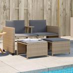 vidaXL Tuinbank 2-zits met tafel en voetenbanken poly rattan, Tuin en Terras, Verzenden, Nieuw, Rotan