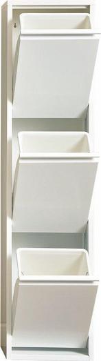 Prullenbak 3 vakken–Afvalem 45Lt-Wit-Grjs-Zwart-33x136x25cm, Ophalen, Nieuw, 30 tot 40 liter, Metaal