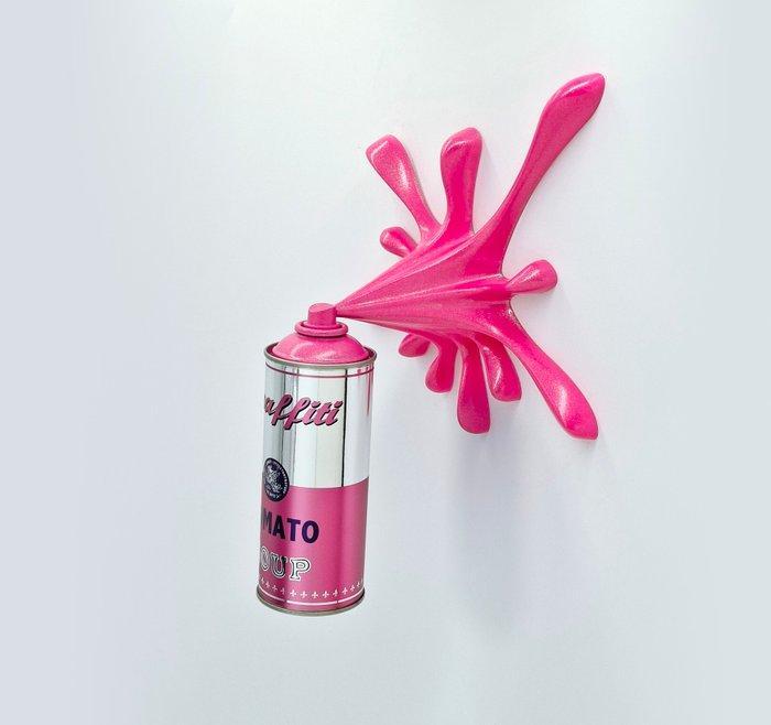2FAST - Chrome Pink Splash Can Sculpture, Antiek en Kunst, Kunst | Designobjecten