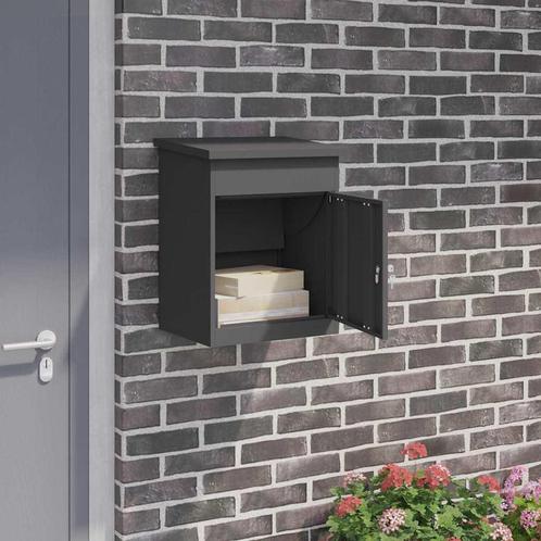 vidaXL Pakket inwerp box Zwart 44 x 35 x 59 cm Staal, Tuin en Terras, Brievenbussen, Nieuw, Verzenden