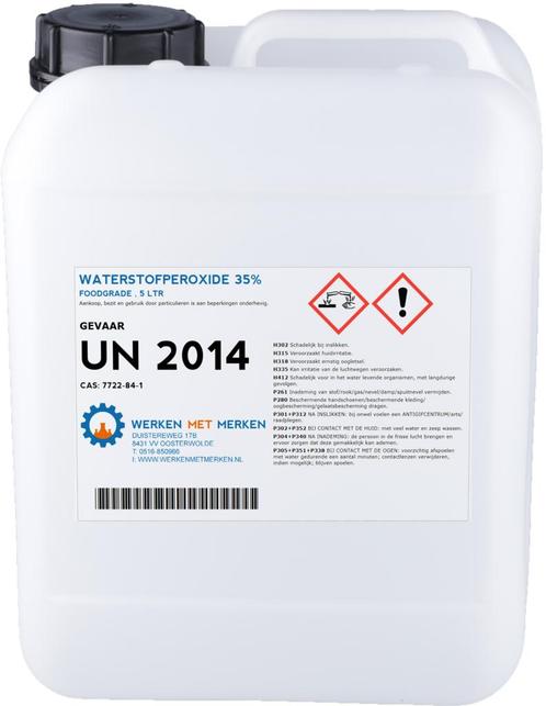 Wmm Chemie Waterstofperoxide foodgrade 35 5 liter, Doe-het-zelf en Verbouw, Overige Doe-het-zelf en Verbouw, Nieuw, Verzenden