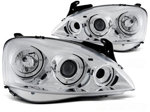 Koplampen Opel Corsa C Angel Eyes chroom, Auto-onderdelen, Overige Auto-onderdelen, Ophalen of Verzenden