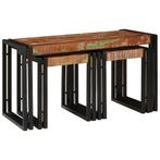 vidaXL Nesttafel 3 pcs Bruin en zwart massief gerecycled, Huis en Inrichting, Tafels | Bijzettafels, Verzenden, Nieuw, Minder dan 45 cm