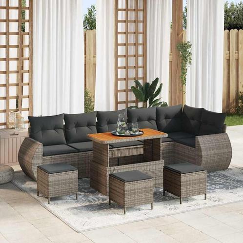 vidaXL Tuin Sofa Set 10 pcs Grijs poly rattan, Tuin en Terras, Tuinsets en Loungesets, Nieuw, Verzenden