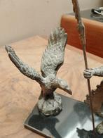 Beeld, Guerriero Azteco con Aquila imperiale - 25 cm - Brons