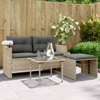 vidaXL 3-delige Loungeset met kussens poly rattan lichtgrijs, Verzenden, Nieuw, Rotan, Loungeset