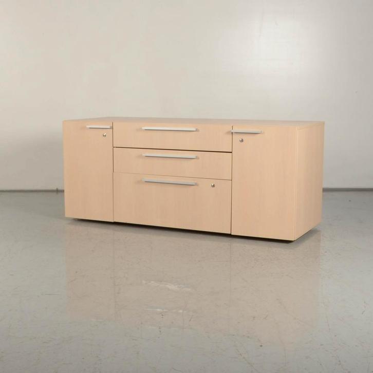 Dressoir Drentea - Ahorn - 62 x 152 cm - 2 kastjes, 3 laden, Huis en Inrichting, Kasten | Roldeurkasten en Archiefkasten, Ophalen of Verzenden