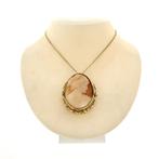 Antiek gouden broche/hanger met camee (Hanger of bedel), Ophalen of Verzenden, Gebruikt, Goud, Overige merken