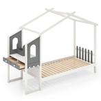 LIVSK Huisvormig Bedframe met Bureau - Massief Hout - Opberg, Verzenden, Nieuw