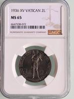 Vaticaan. 2 Lire 1936 - Pius XI Pontificate (1922/1939) and, Postzegels en Munten, Munten | Europa | Niet-Euromunten