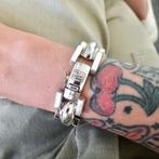 Zilveren robuuste armband; FREE SPIRIT | 18,5 cm, Gebruikt, Ophalen of Verzenden, Zilver, Overige kleuren