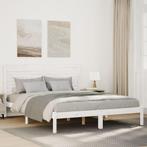 vidaXL Bedframe extra lang zonder matras massief hout wit, Huis en Inrichting, Slaapkamer | Bedden, Verzenden, Wit, Hout, Nieuw