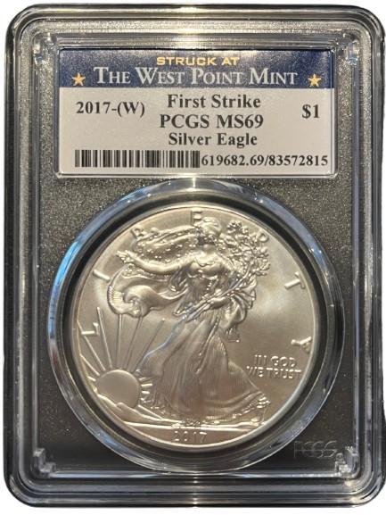 American Eagle 1 oz 2017 W West Point PCGS-MS69, Postzegels en Munten, Munten | Amerika, Midden-Amerika, Losse munt, Zilver, Verzenden