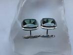Zilver, Groene spinel - Manchetknopen - Art Deco