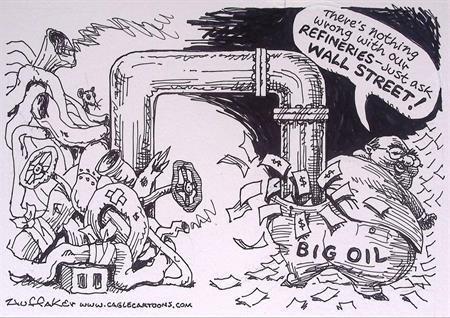 Pentekening Amerika - Grote olie raffinaderijen (Tekeningen), Antiek en Kunst, Kunst | Tekeningen en Foto's, Verzenden