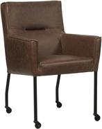 Bruine leren moderne eetkamerstoel - Vintage Leer Brown (bru, Huis en Inrichting, Stoelen, Overige kleuren, Nieuw, Leer, Ophalen of Verzenden