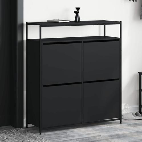 vidaXL Schoenenkast met 4 klaplades 100x34x112 cm zwart, Huis en Inrichting, Kasten | Schoenenrekken, Nieuw, Verzenden