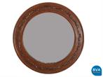 Online veiling: Ronde spiegel in bewerkte houten lijst|62928