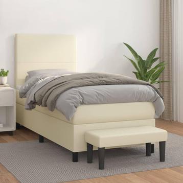 vidaXL Boxspring met matras kunstleer crèmekleurig 100x200 beschikbaar voor biedingen