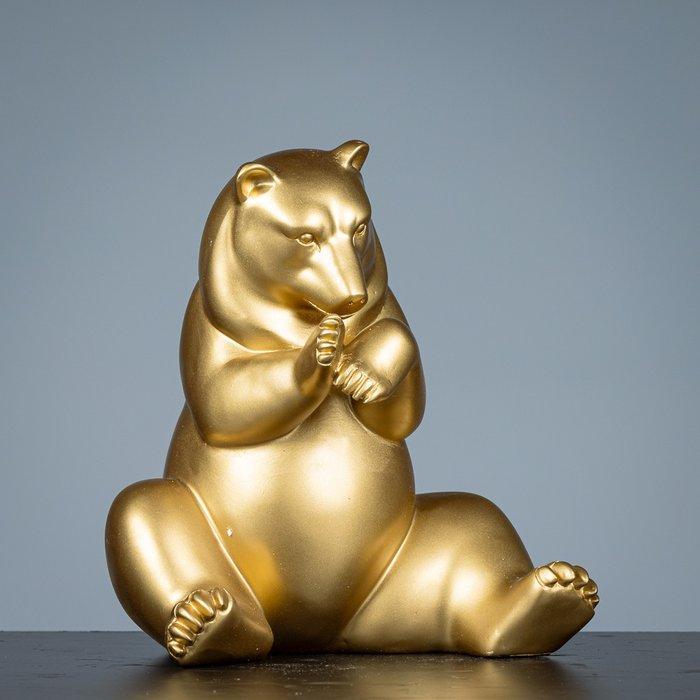 Figuur - Goudkleurige beer - polystone, Antiek en Kunst, Kunst | Designobjecten