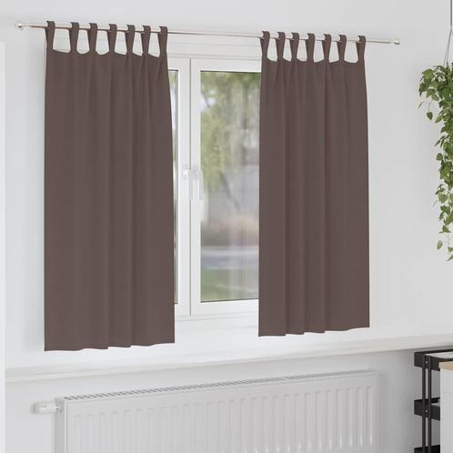 vidaXL Gordijnen met gordijnen 2 pcs Donkerbruin Polyester, Huis en Inrichting, Stoffering | Gordijnen en Lamellen, Bruin, Nieuw