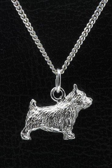 Zilveren Norwich terrier ketting hanger - groot, Sieraden, Tassen en Uiterlijk, Kettinghangers, Verzenden